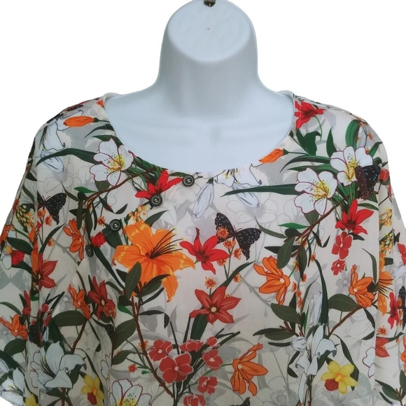 Floral  Polyester Blouse Lightweight L - Picture 2 of 8